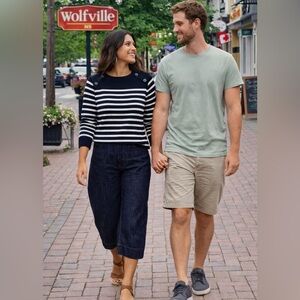 Timeless and Classic Striped Black and Cream Women's Sweater, Liz Claiborne